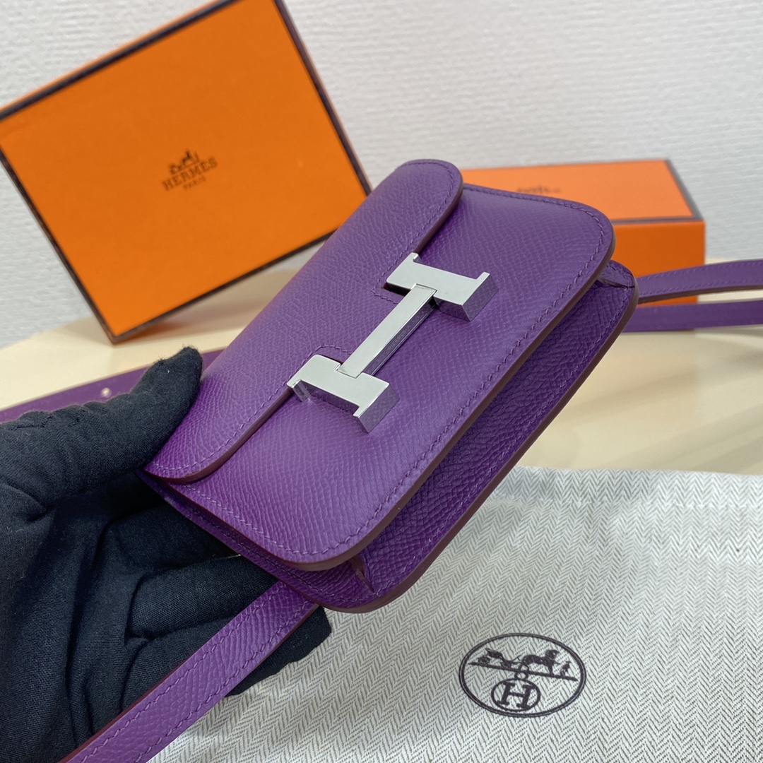 Hermes Constance Slim Wallet Belt Bag In Violet Epsom Leather